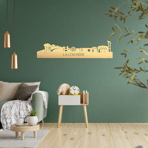Skyline La Louvière Metallic Goud gerecycled kunststof cadeau decoratie relatiegeschenk van WoodWideCities