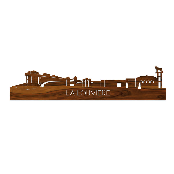 Skyline La Louvière Palissander houten cadeau decoratie relatiegeschenk van WoodWideCities