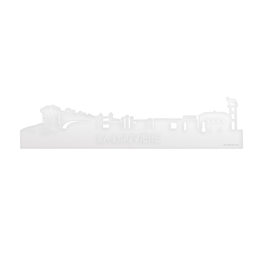 Skyline La Louvière Wit glanzend gerecycled kunststof cadeau decoratie relatiegeschenk van WoodWideCities