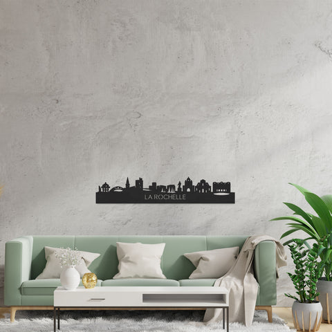 Skyline La Rochelle Zwart houten cadeau decoratie relatiegeschenk van WoodWideCities