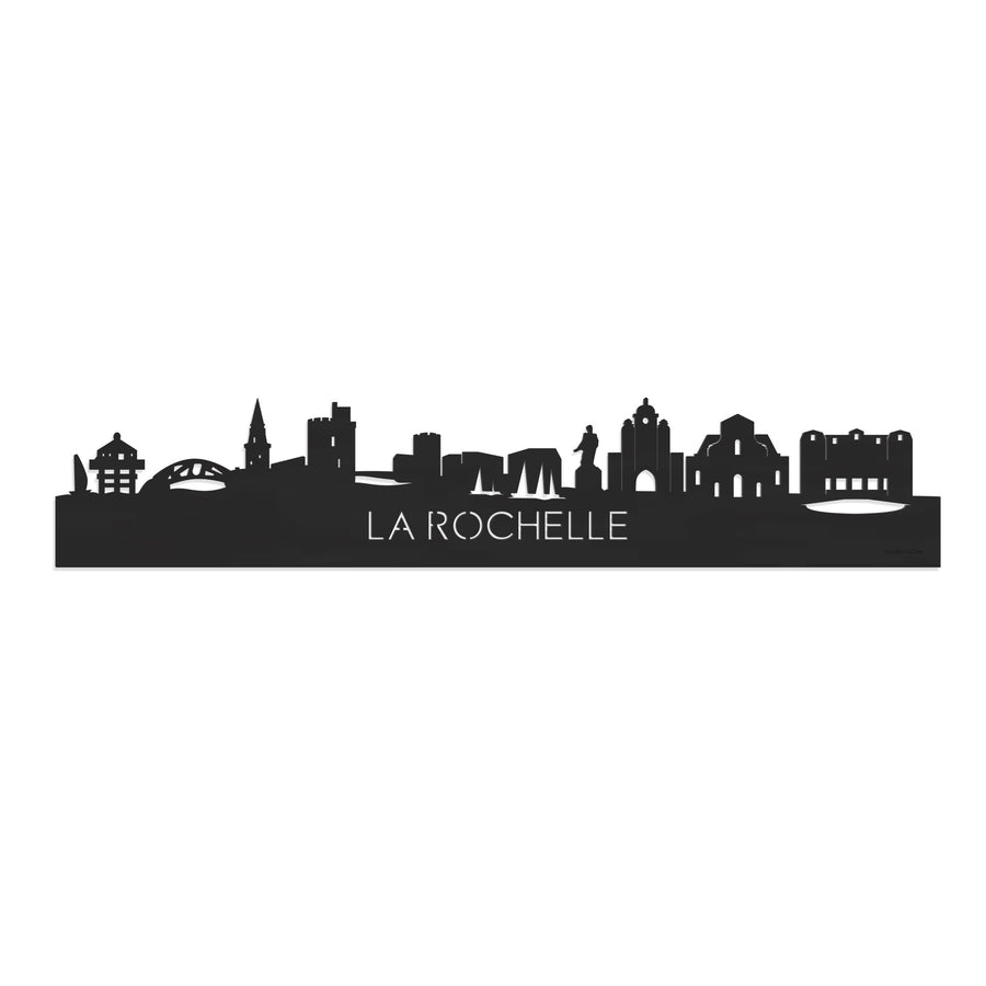 Skyline La Rochelle Zwart houten cadeau decoratie relatiegeschenk van WoodWideCities