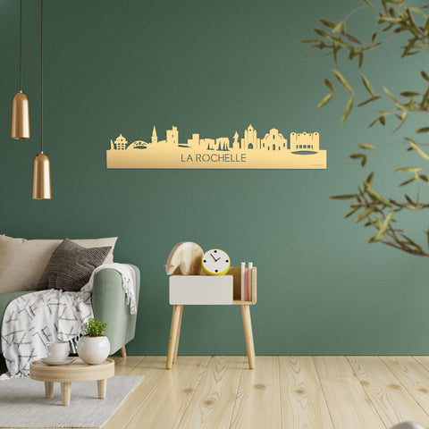 Skyline La Rochelle Metallic Goud gerecycled kunststof cadeau decoratie relatiegeschenk van WoodWideCities