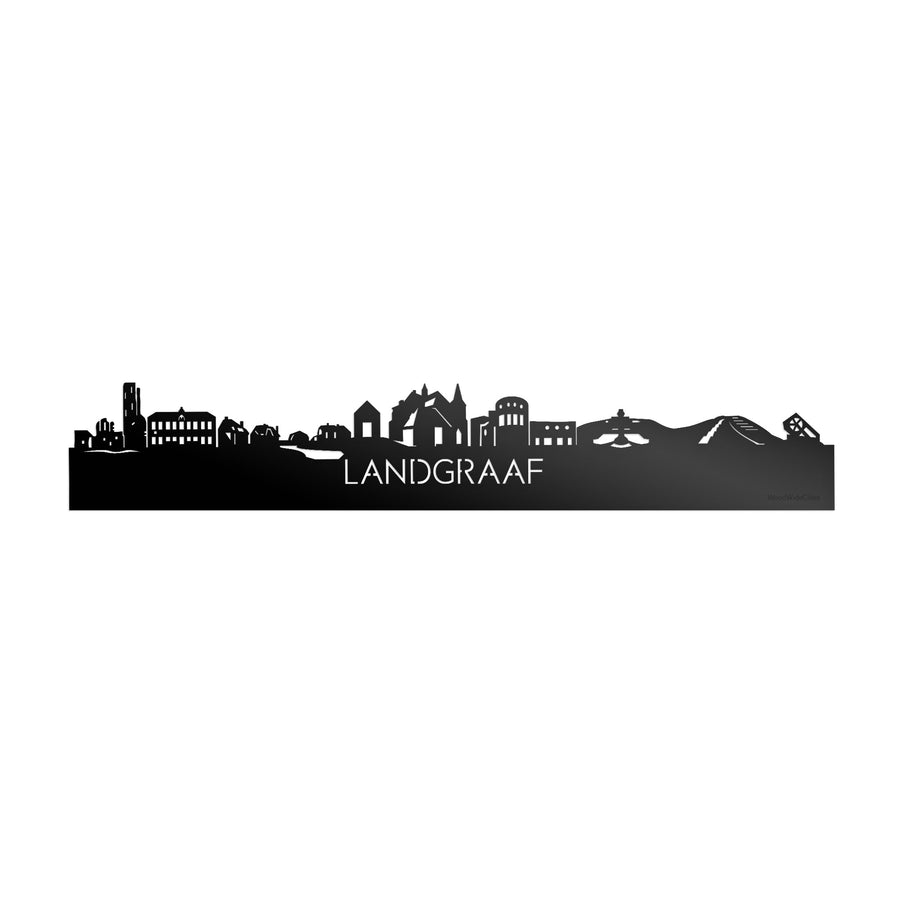 Skyline Landgraaf Zwart glanzend gerecycled kunststof cadeau decoratie relatiegeschenk van WoodWideCities