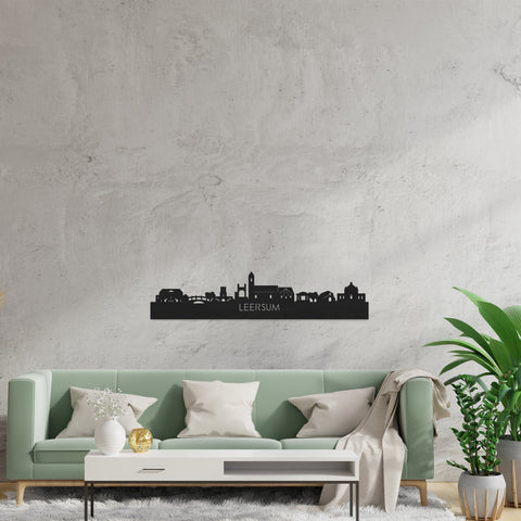 Skyline Leersum Zwart houten cadeau decoratie relatiegeschenk van WoodWideCities