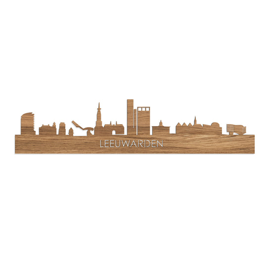 Skyline Leeuwarden Eiken houten cadeau decoratie relatiegeschenk van WoodWideCities