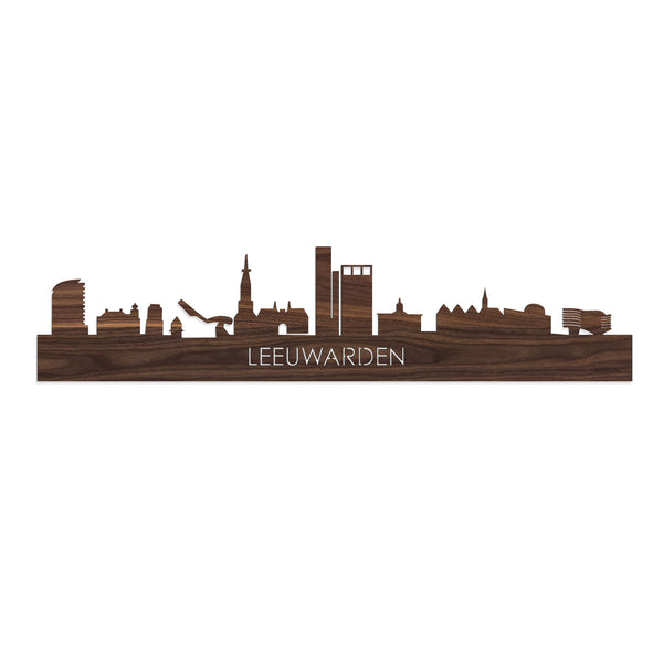 Skyline Leeuwarden Noten houten cadeau decoratie relatiegeschenk van WoodWideCities