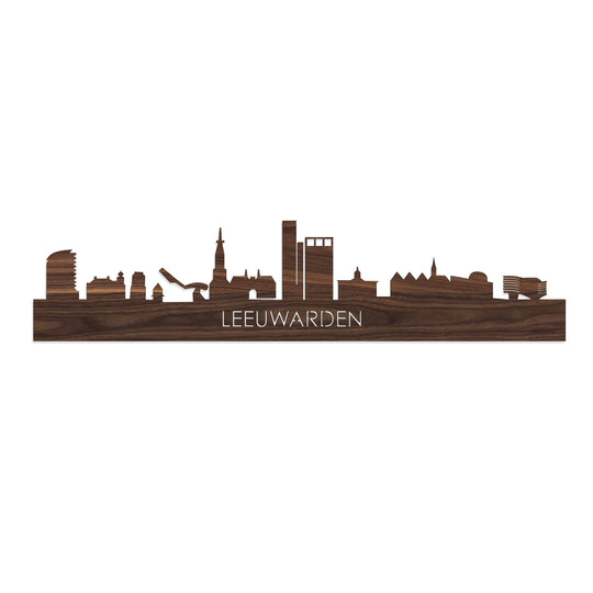Skyline Leeuwarden Noten houten cadeau decoratie relatiegeschenk van WoodWideCities