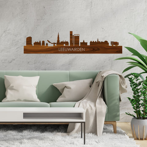 Skyline Leeuwarden Palissander houten cadeau decoratie relatiegeschenk van WoodWideCities