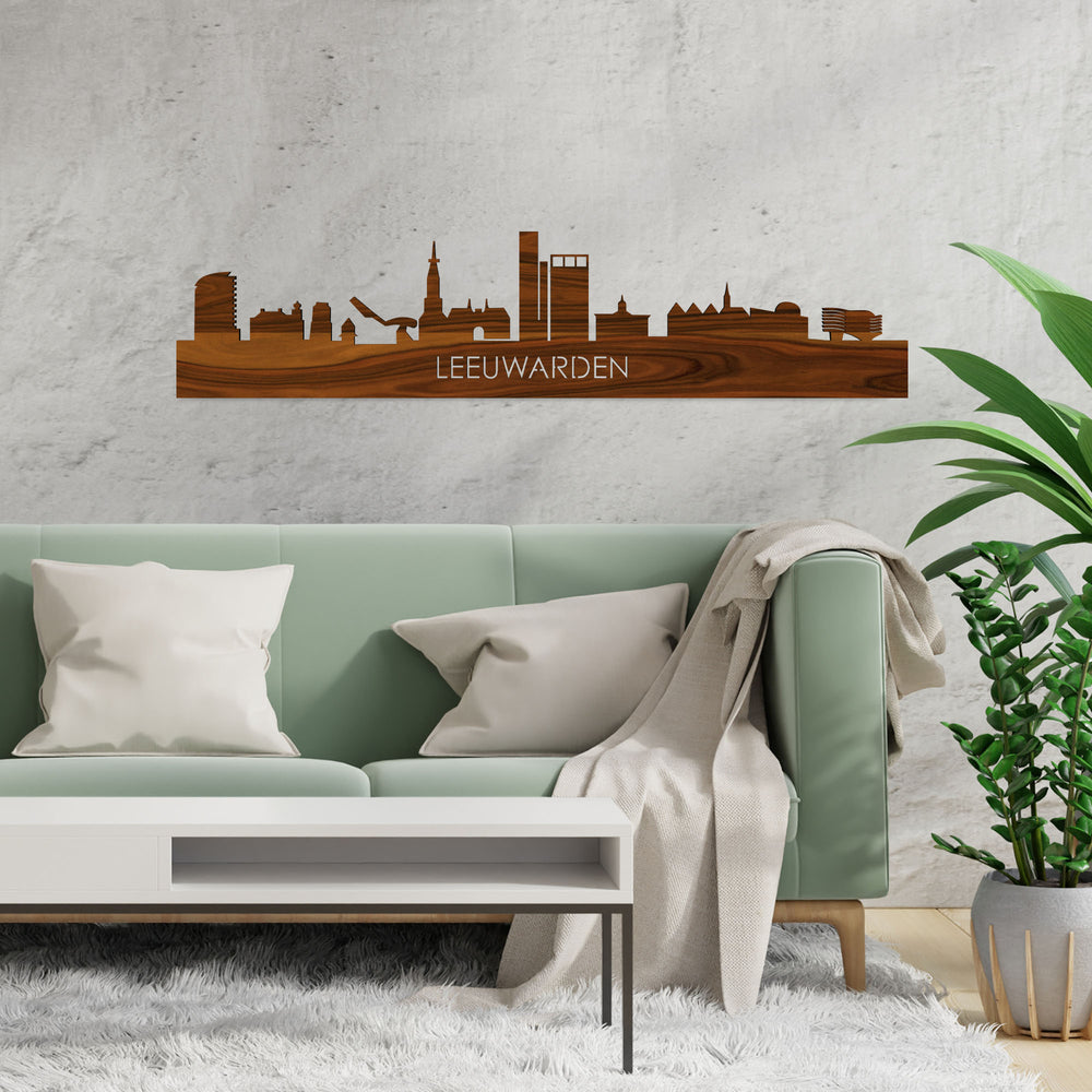 Skyline Leeuwarden Palissander houten cadeau decoratie relatiegeschenk van WoodWideCities