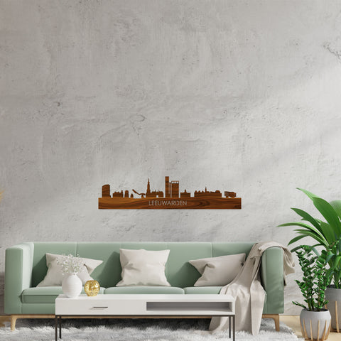 Skyline Leeuwarden Palissander houten cadeau decoratie relatiegeschenk van WoodWideCities