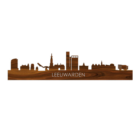 Skyline Leeuwarden Palissander houten cadeau decoratie relatiegeschenk van WoodWideCities