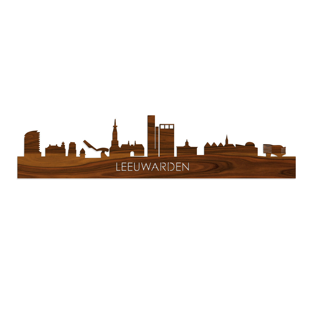Skyline Leeuwarden Palissander houten cadeau decoratie relatiegeschenk van WoodWideCities