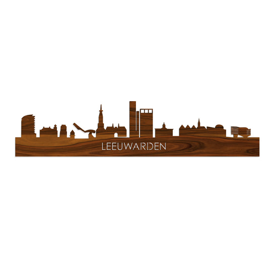 Skyline Leeuwarden Palissander houten cadeau decoratie relatiegeschenk van WoodWideCities