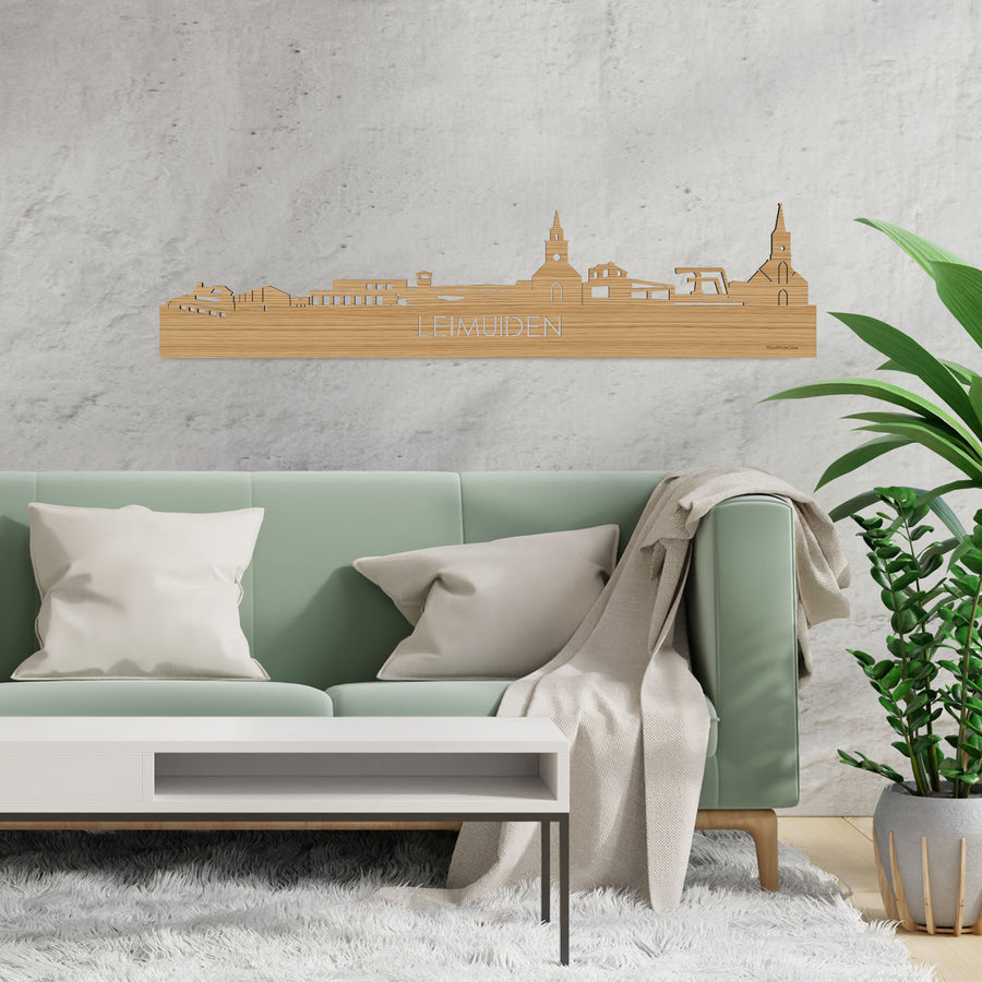 Skyline Leimuiden Bamboe houten cadeau decoratie relatiegeschenk van WoodWideCities