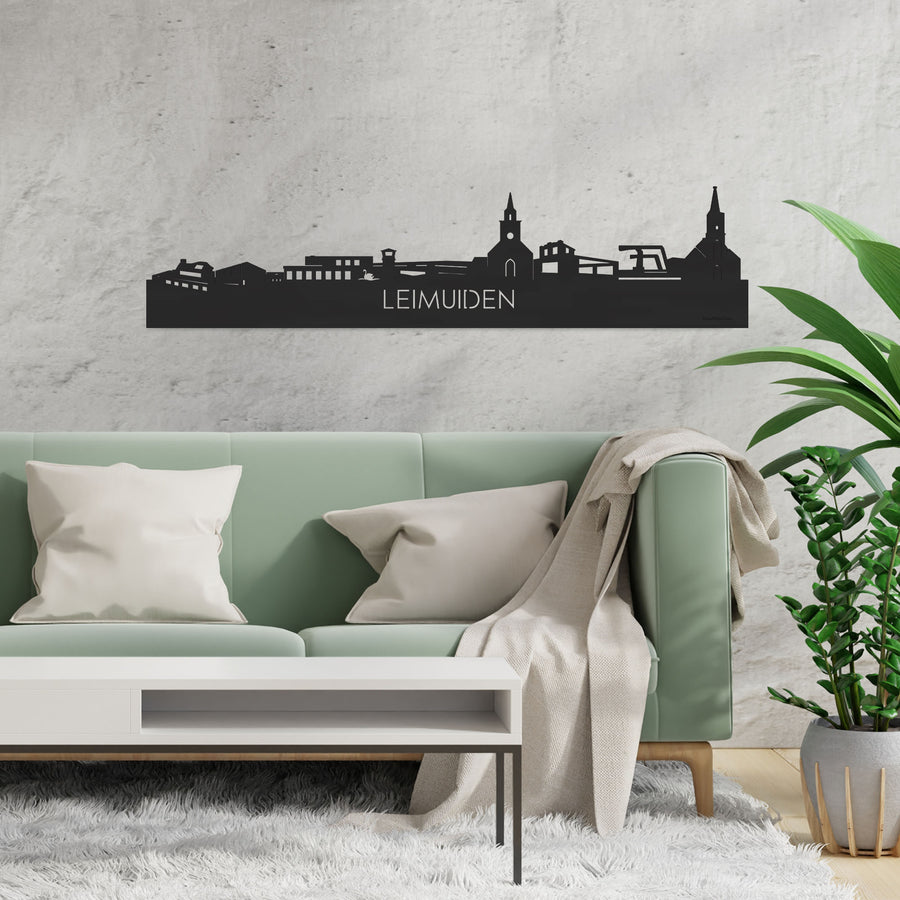 Skyline Leimuiden Zwart houten cadeau decoratie relatiegeschenk van WoodWideCities