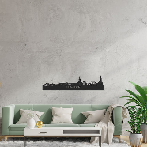 Skyline Leimuiden Zwart houten cadeau decoratie relatiegeschenk van WoodWideCities