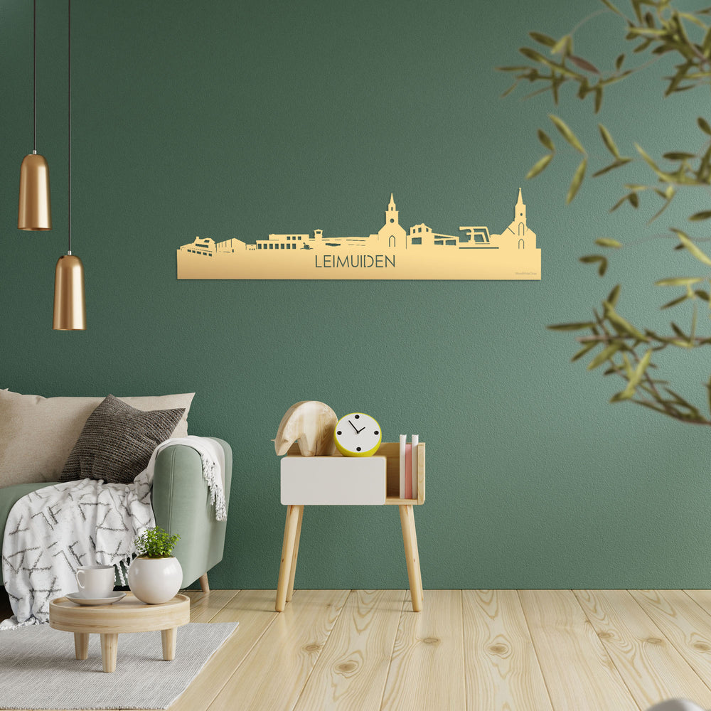 Skyline Leimuiden Metallic Goud gerecycled kunststof cadeau decoratie relatiegeschenk van WoodWideCities