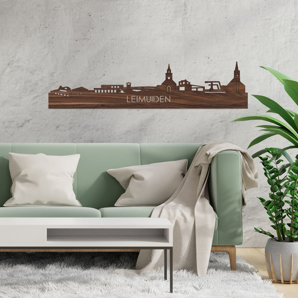 Skyline Leimuiden Noten houten cadeau decoratie relatiegeschenk van WoodWideCities