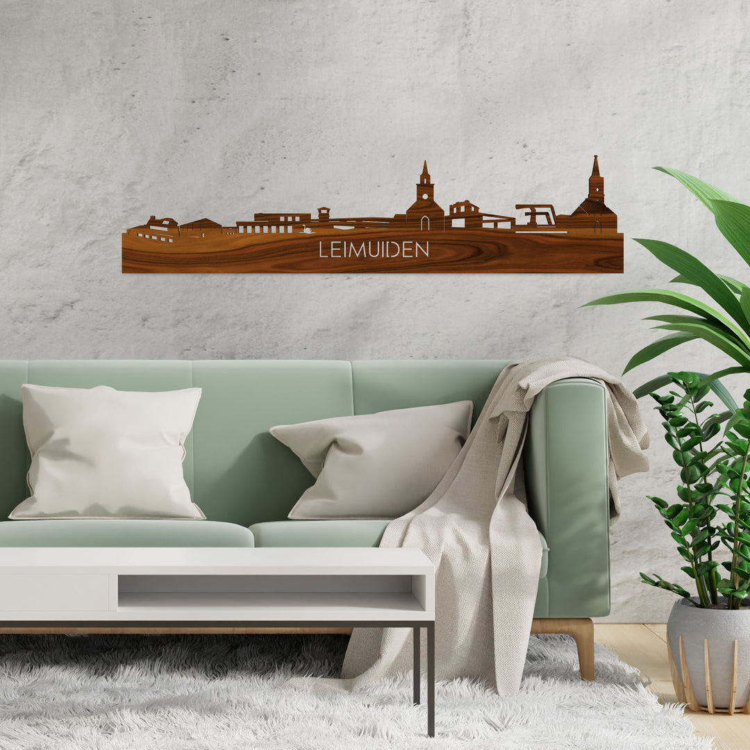 Skyline Leimuiden Palissander houten cadeau decoratie relatiegeschenk van WoodWideCities