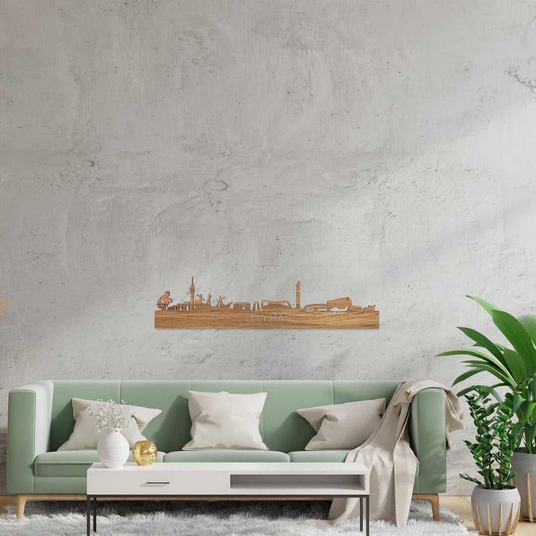 Skyline Lelystad Eiken houten cadeau decoratie relatiegeschenk van WoodWideCities