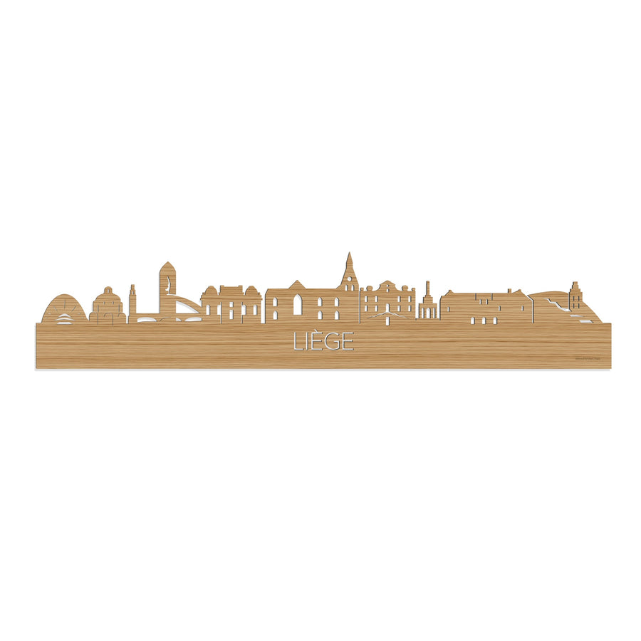 Skyline Liège Bamboe houten cadeau decoratie relatiegeschenk van WoodWideCities