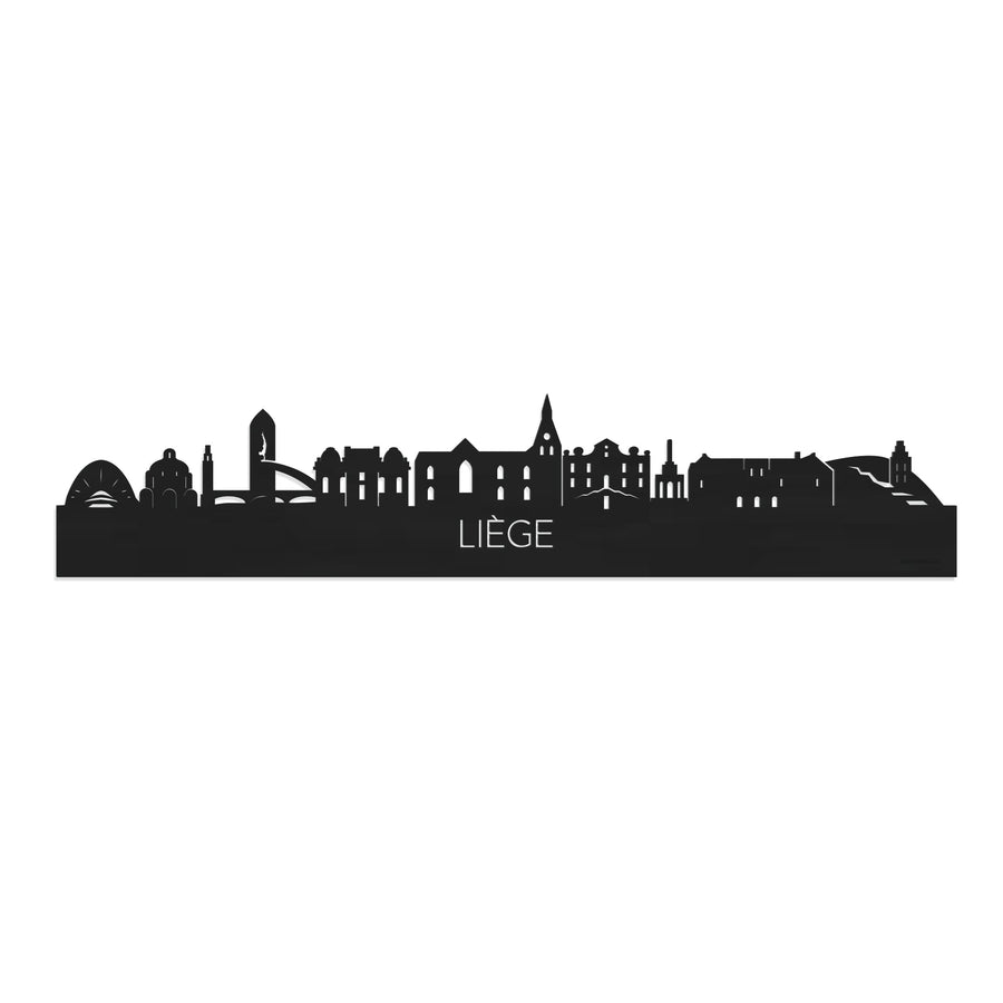 Skyline Liège Zwart houten cadeau decoratie relatiegeschenk van WoodWideCities