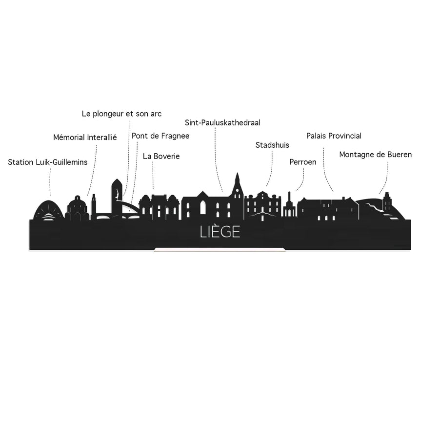 Skyline Liège Eiken houten cadeau decoratie relatiegeschenk van WoodWideCities