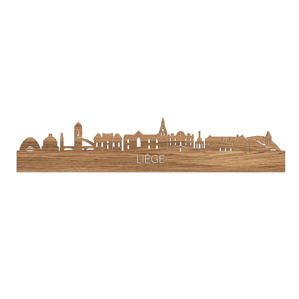 Skyline Liège Eiken houten cadeau decoratie relatiegeschenk van WoodWideCities