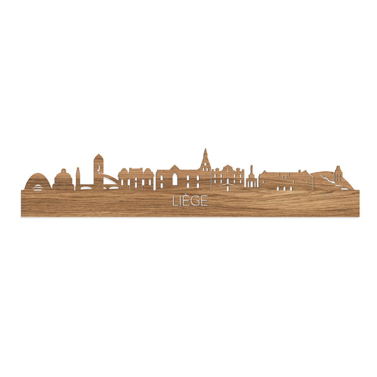 Skyline Liège Eiken houten cadeau decoratie relatiegeschenk van WoodWideCities