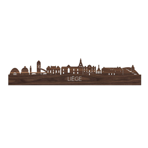 Skyline Liège Noten houten cadeau decoratie relatiegeschenk van WoodWideCities