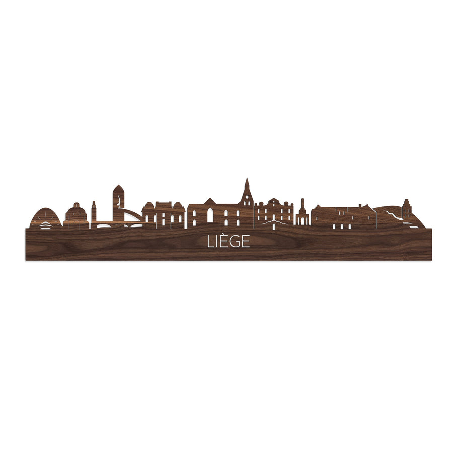 Skyline Liège Noten houten cadeau decoratie relatiegeschenk van WoodWideCities