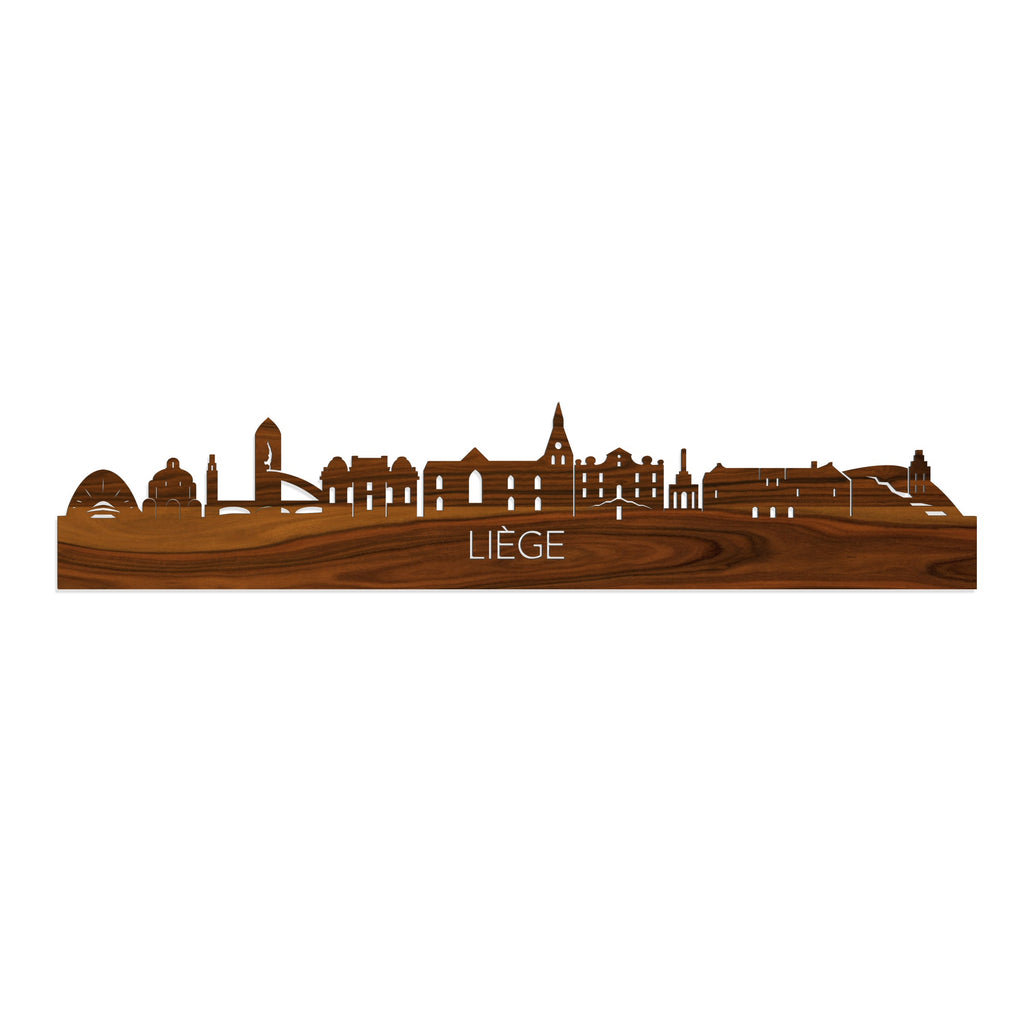 Skyline Liège Palissander houten cadeau decoratie relatiegeschenk van WoodWideCities
