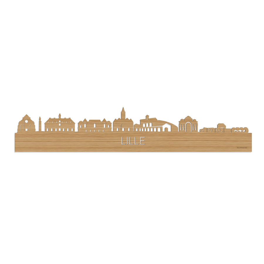 Skyline Lille Bamboe houten cadeau decoratie relatiegeschenk van WoodWideCities