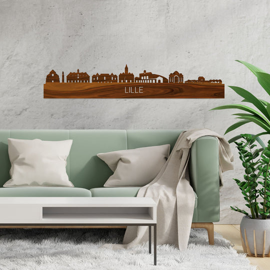 Skyline Lille Palissander houten cadeau decoratie relatiegeschenk van WoodWideCities