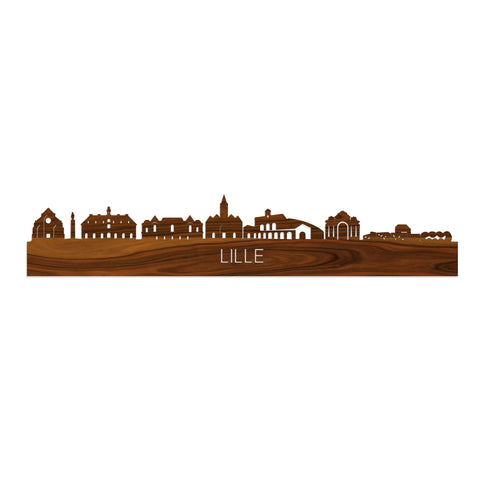 Skyline Lille Palissander houten cadeau decoratie relatiegeschenk van WoodWideCities
