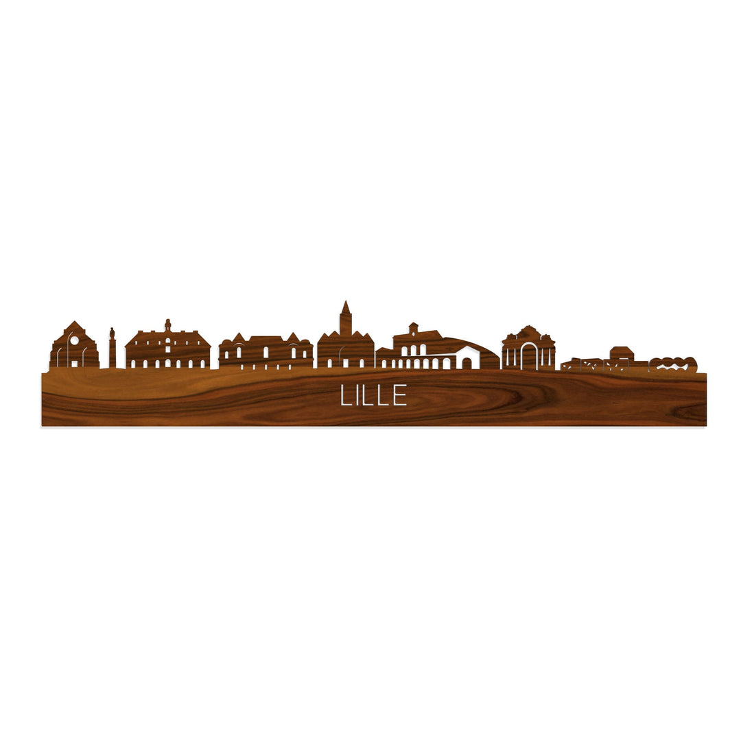 Skyline Lille Palissander houten cadeau decoratie relatiegeschenk van WoodWideCities