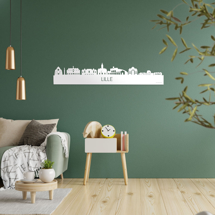 Skyline Lille Wit glanzend gerecycled kunststof cadeau decoratie relatiegeschenk van WoodWideCities