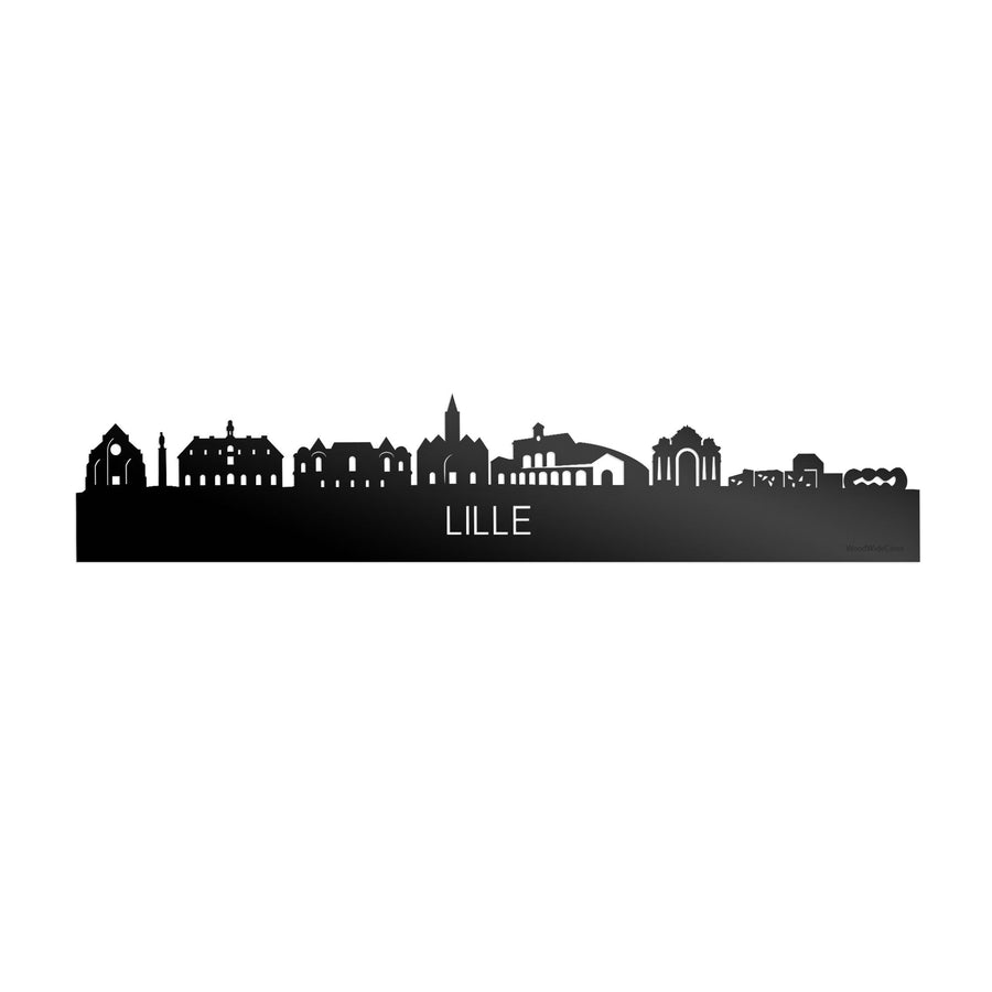 Skyline Lille Zwart glanzend gerecycled kunststof cadeau decoratie relatiegeschenk van WoodWideCities