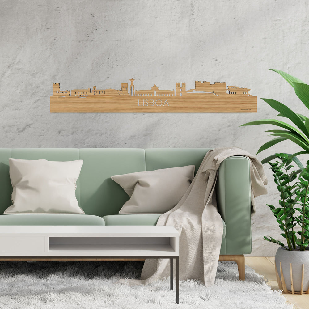 Skyline Lisboa Bamboe houten cadeau decoratie relatiegeschenk van WoodWideCities