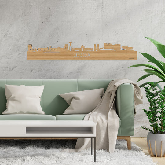 Skyline Lisboa Bamboe houten cadeau decoratie relatiegeschenk van WoodWideCities