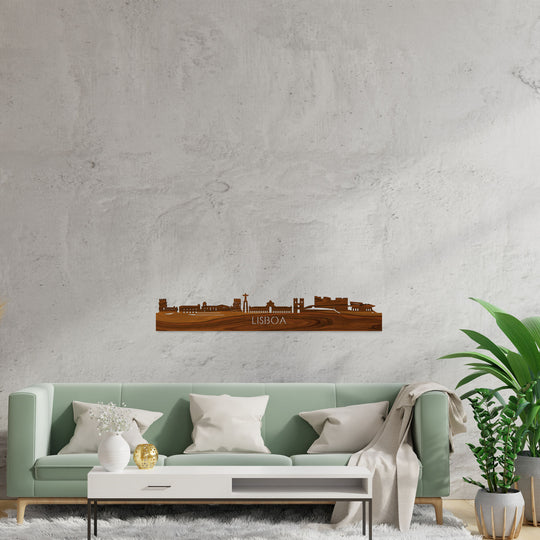 Skyline Lisboa Palissander houten cadeau decoratie relatiegeschenk van WoodWideCities