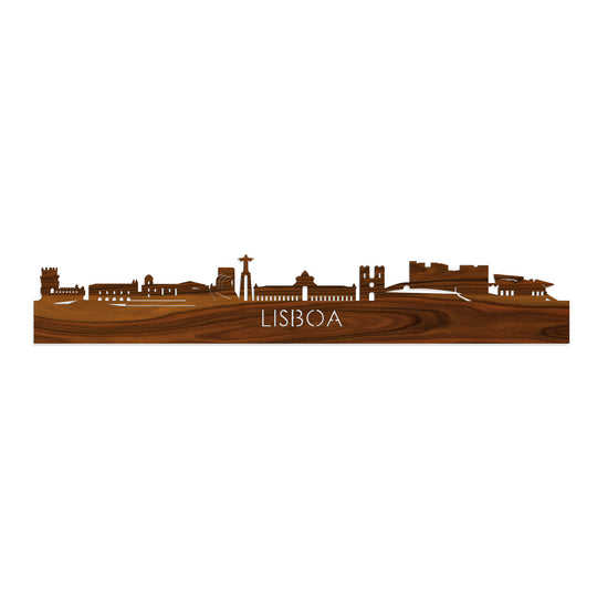 Skyline Lisboa Palissander houten cadeau decoratie relatiegeschenk van WoodWideCities