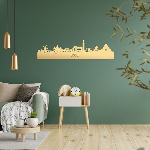 Skyline Lisse Metallic Goud gerecycled kunststof cadeau decoratie relatiegeschenk van WoodWideCities