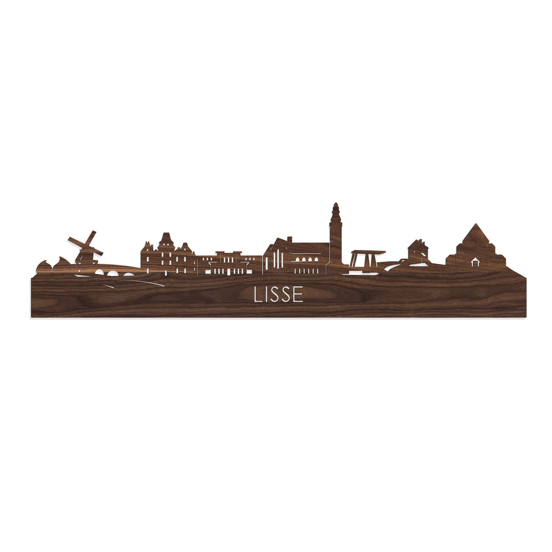 Skyline Lisse Noten houten cadeau decoratie relatiegeschenk van WoodWideCities