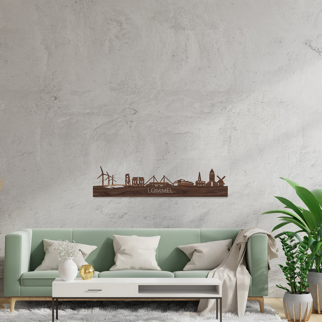 Skyline Lommel Noten houten cadeau decoratie relatiegeschenk van WoodWideCities