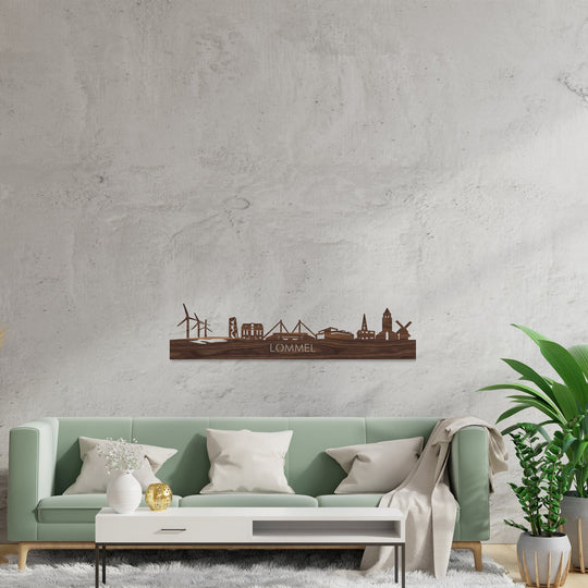 Skyline Lommel Noten houten cadeau decoratie relatiegeschenk van WoodWideCities