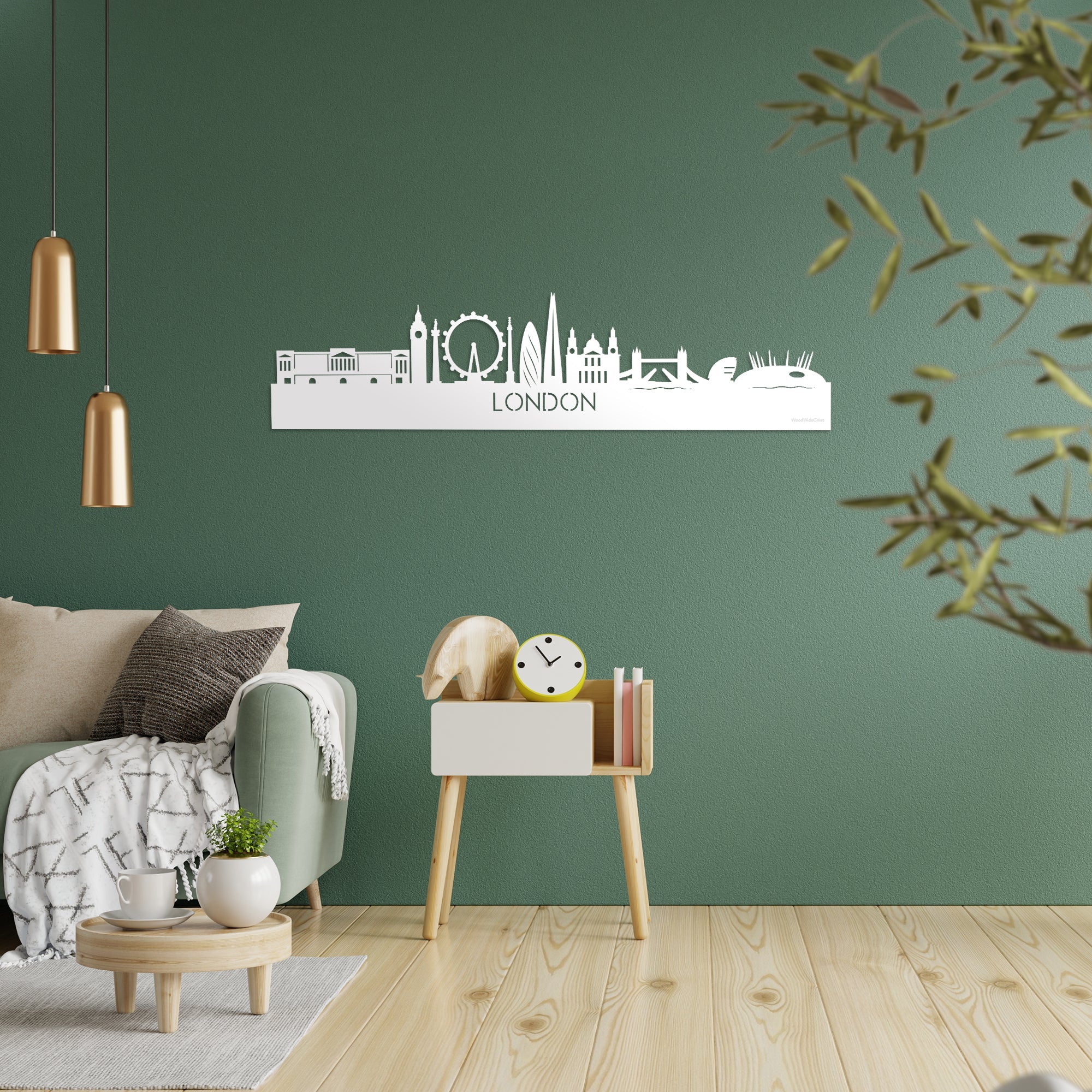 Skyline London Wit glanzend gerecycled kunststof cadeau decoratie relatiegeschenk van WoodWideCities