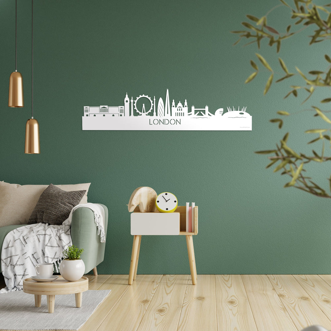Skyline London Wit glanzend gerecycled kunststof cadeau decoratie relatiegeschenk van WoodWideCities