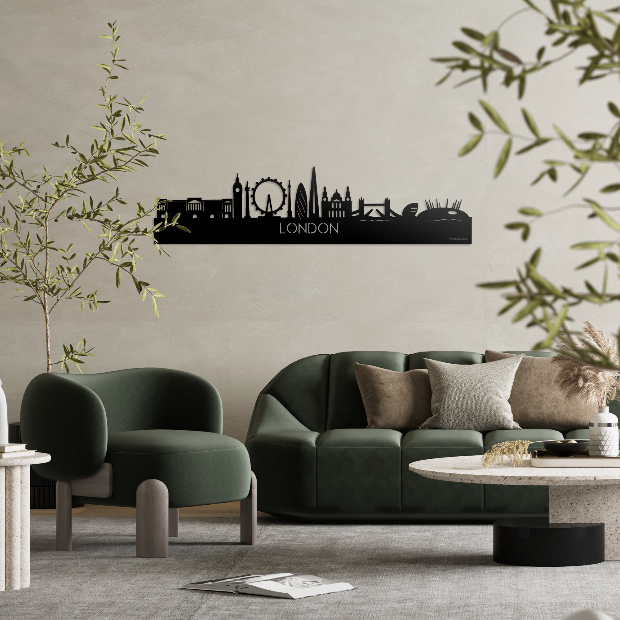 Skyline London Zwart glanzend gerecycled kunststof cadeau decoratie relatiegeschenk van WoodWideCities