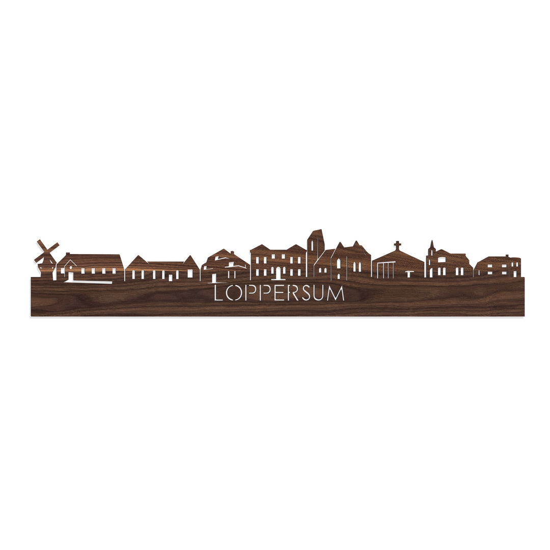 Skyline Loppersum Noten houten cadeau decoratie relatiegeschenk van WoodWideCities